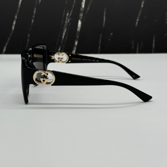 NEW GUCCI GG1692S 001 BLACK GREY SQUARE WOMEN GUCCI SUNGLASSES - Picture 7 of 12